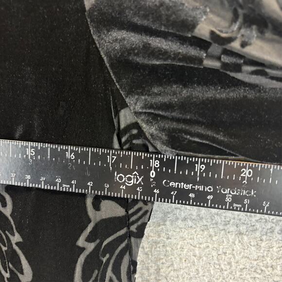 Y2k Velvet Burnout Dress 10 Black Witchy Dark Romantic Feminine Bell Sleeves - Picture 7 of 10